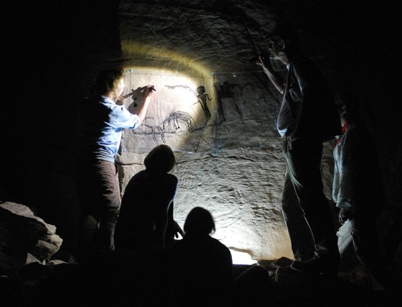 Recording rock art at night, Upper Egypt