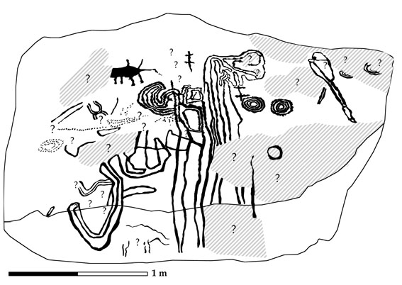 Complex geometric rock art at Gharb Aswan in Upper Egypt