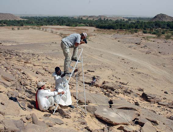 Photographic recording of rock art in Egypt. Photo by Dirk Huyge