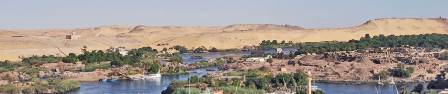 A part of Gharb Aswan as seen from the east bank across the first cataract, with Elephantine in the foreground