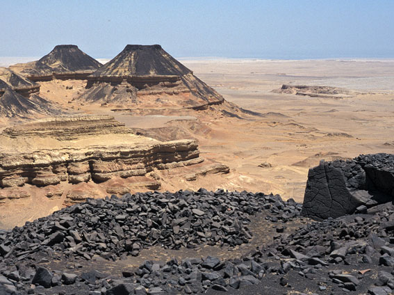 The spectacular landscape at the Old Kingdom basalt quarries at Widan el-Faras in Egypt