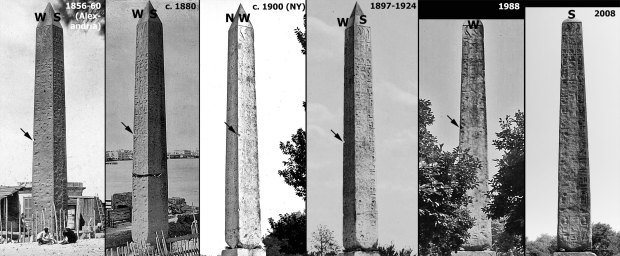 The New York obelisk from the late 1850s until today. Sources: PPOC and Wikipedia