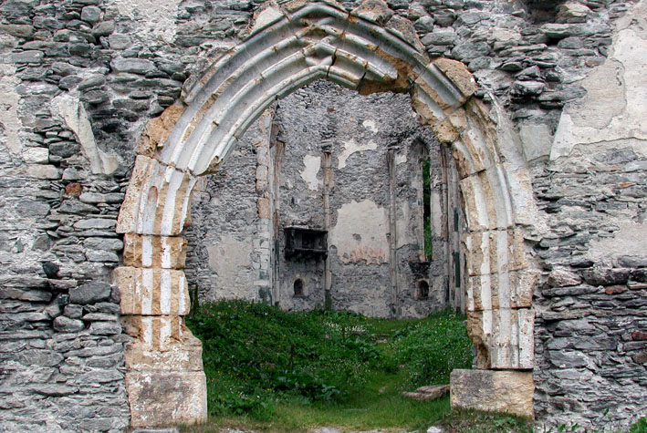Switzerland (Vicosoprano): ruin of the old church of Gaudenzio