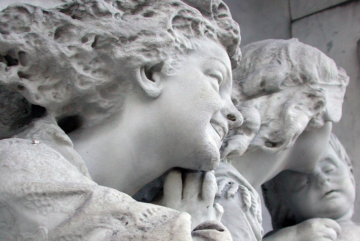 Switzerland (Basel): marble sculpture at the Wolfsgottesacker cemetery