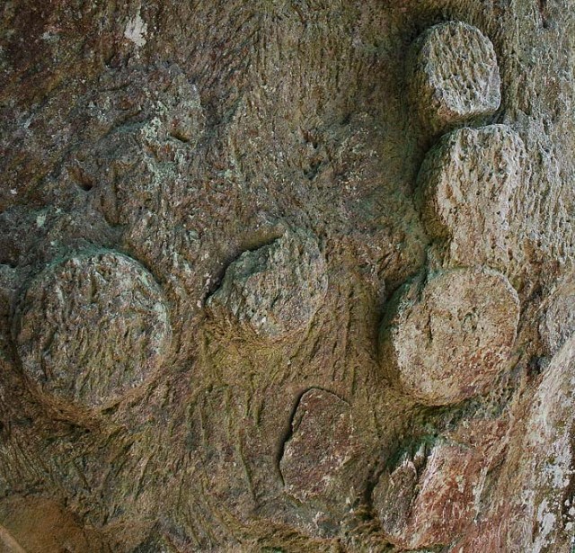 Roughouts of soapstone vessels in various stages of production. Viking Age, Hisaasen quarry, South Norway