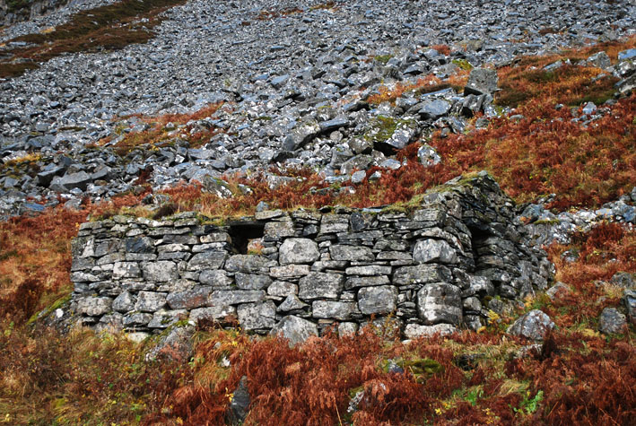 Norway, Selje (west coast): ruined stone hut