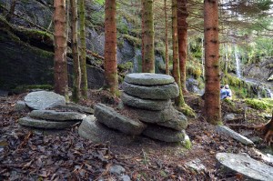 Abandoned millstones in the Hyllestad quarry landscape