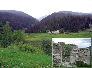 St. Benedict medieval church in Somvix was almost wiped out by an avalanche in 1984. Imagine an inferno of snow tumbling down the valley at left!