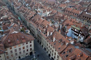 Part of the old city of Berne seen from the tower of Berne Minster Part of the old city of Berne seen from the tower of Berne Minster