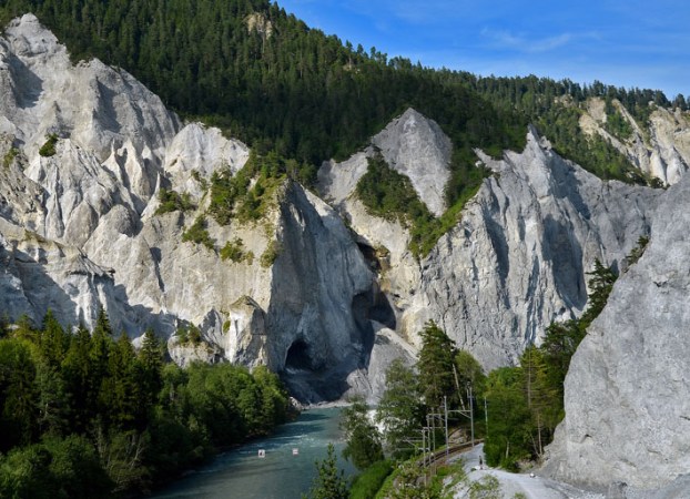 The most spectacular piece of natural heritage in Grisons is Ruinaulta - a gorge through the biggest rock slide in Europe that took place some 10.000 years ago. It dammed the Rhine for a while, and as the dam broke, the river created a magnificent gorge well worth walking through! More info at ruinaulta.ch. Photo: Per Storemyr