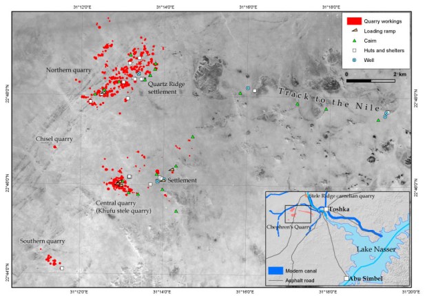 Archaeological map of Chephren's Quarry. Map: www.quarryscapes.no
