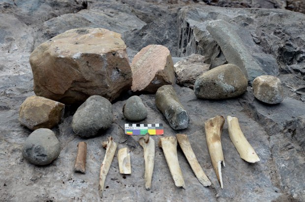 Our tool kit for the fire setting experiments - for removal of cracked, but not entirely loose stone. Photo: Per Storemyr