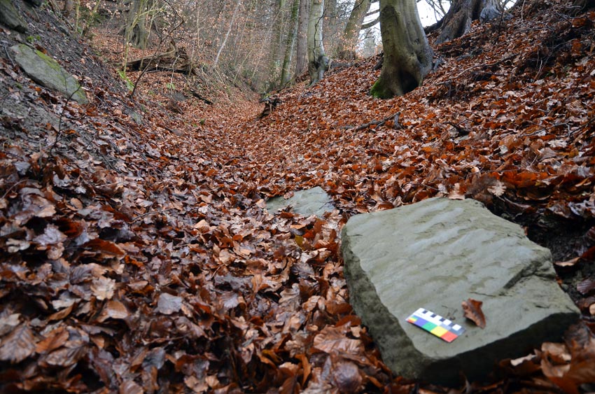 Switzerland: A lost block of sandstone along a beautiful hollow way leading from the quarries at Gurten near the capital Berne. Photo: Per Storemyr.