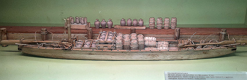 Switzerland: Transportation of heavy goods is always of interest to a stone researcher. Here's a reconstructed model of a Roman cargo ship displayed at the Vindonissa museum in Brugg. Photo: Per Storemyr.