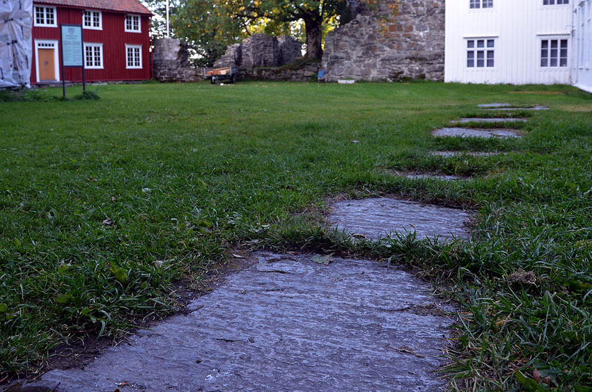 Norway: Rein medieval abbey in the central part of the country. Remains of floor slabs made from local gneiss from the abbey church. Photo: Per Storemyr.