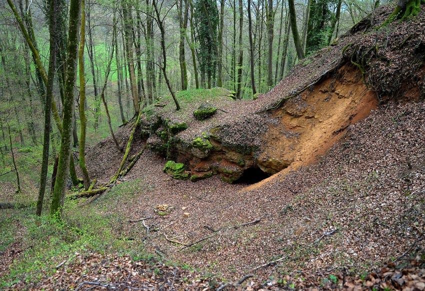 Switzerland: Close to where I live in Brugg there are many millstone quarries that were originally opened in the Roman period. This is part of the deteriorated Villnachern quarries, where they went underground in the early modern era. Photo: Per Storemyr.