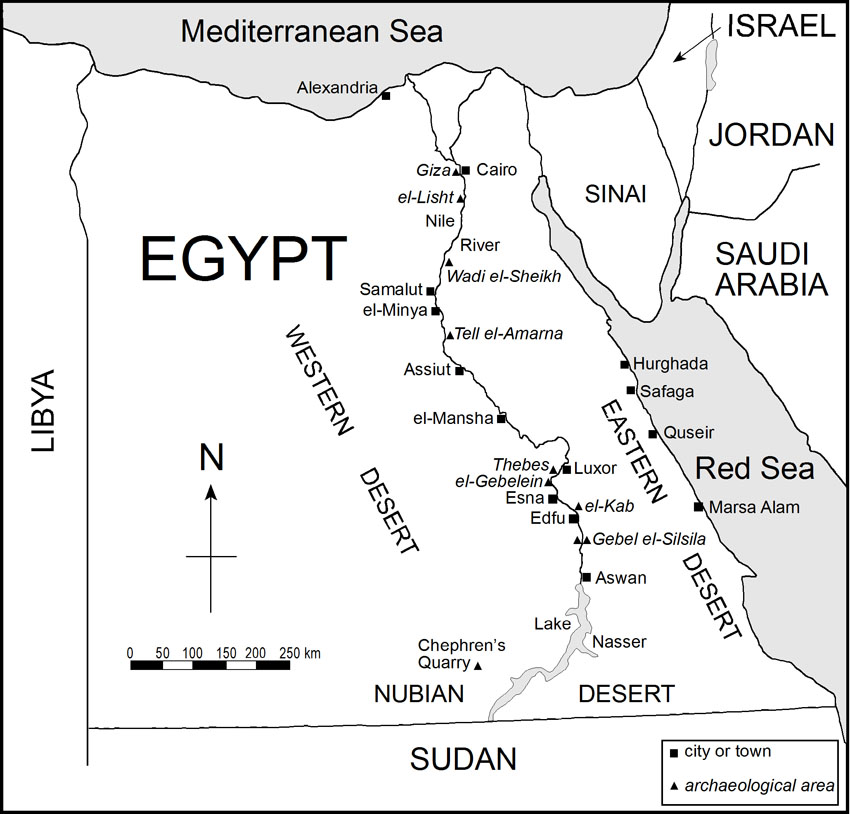 Map of Egypt showing localities mentioned in the paper. Drawing by JAMES HARRELL.