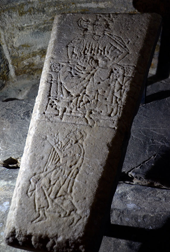 A medieval grave slab in marble from Værnes church, Central Norway. Værnes was built in the 12th century, as one of the key stone churches up north. Very fortunately, I can carry on studies on the building stones of this church - thanks to my involvement with an interdisciplinary group of researchers keen on the Middle Ages - the "Grubleseminar" group. Photo by Per Storemyr
