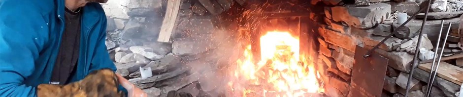 The freshly built, classic limekiln at Hyllestad in operation, june 2017.