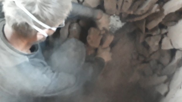 Per in dust, dust, dust… we have reached down to the vault on empying the kiln.