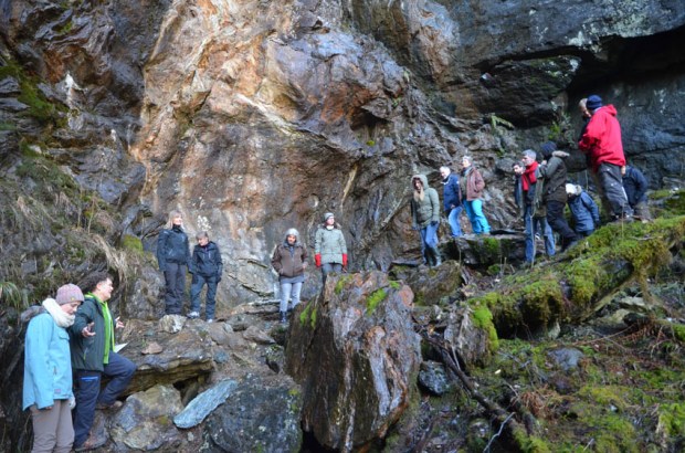 Several authors on excursion to the Hana soapstone quarry by Bergen during a book seminar in 2015. Photo by Per Storemyr