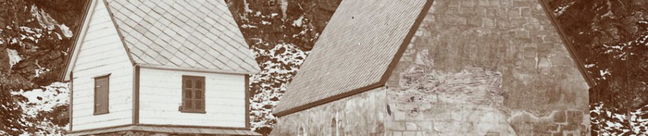 Kinn kirke en stund etter restaureringen i 1912. Vi ser tydelig det regelmessige murverket. Foto: Riksantikvaren