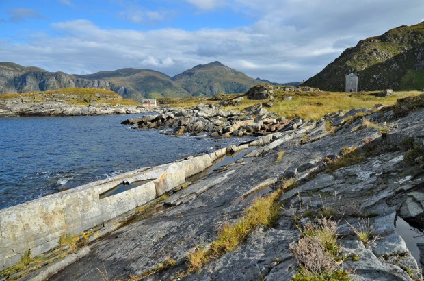 Hellebrudd i fjæra vd klosteranlegget. Foto: Per Storemyr