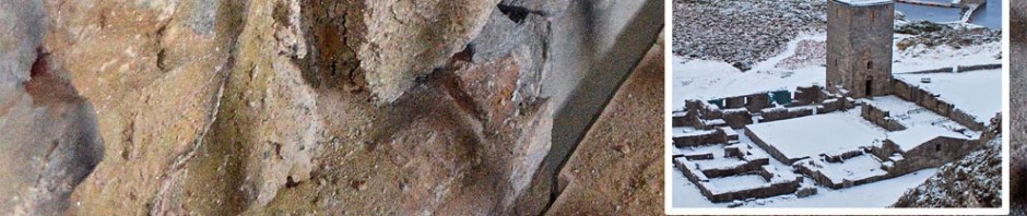 Det forvitrer sterkt fra veggene inne i Albanustårnet på Selja