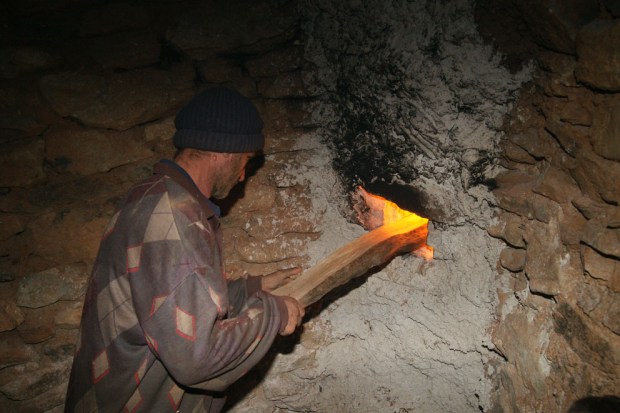 Forsiktig ilegg av lange vedkubber. Foto: Pirvu Ionica