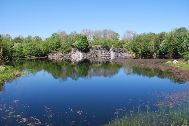 "Synken" i Mosterhamn - for ikke lenge siden et stort marmorbrudd, nå en fredelig, vannfylt oase. Foto: Per Storemyr 2021