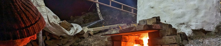 Sprengfyring i kalkovnen under kalkbrennerkurs i Tvedestrand.