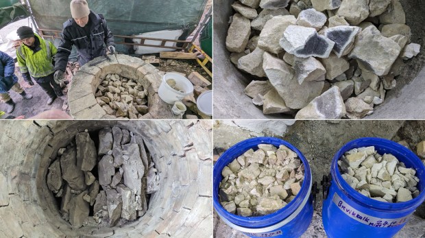 Inntrykk fra uttak av den brente kalken