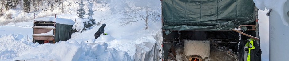 Fint vintervær da vi fyrte opp kalkovnen på Lia ved Tvedestrand sist helg.