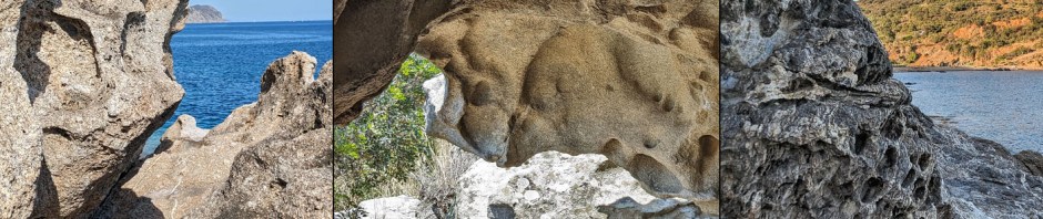 Tafoni at three sites on Elba: Spiaggia della Calle, Monte Capanne and Terranera. Photos by Per Storemyr