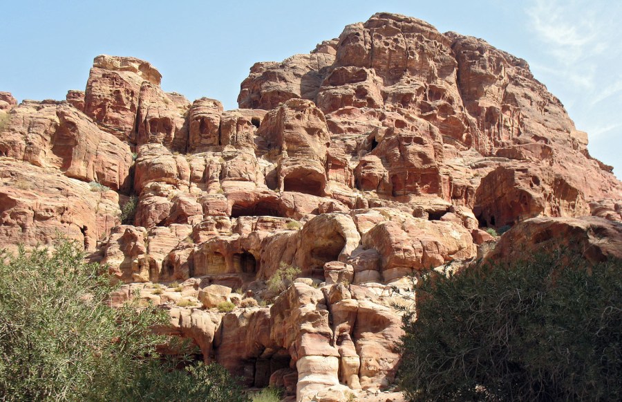Tafoni in Cambrian sandstone, Petra, Jordan. Photo by Per Storemyr