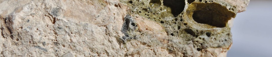 Slag in medieval lime mortar from the 11th century Hedrum church in Norway. Photo by Per Storemyr
