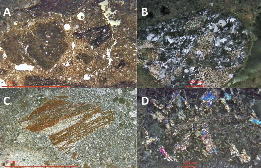 Microphotos of the Ulnes medieval mortar. Photos by Per Storemyr