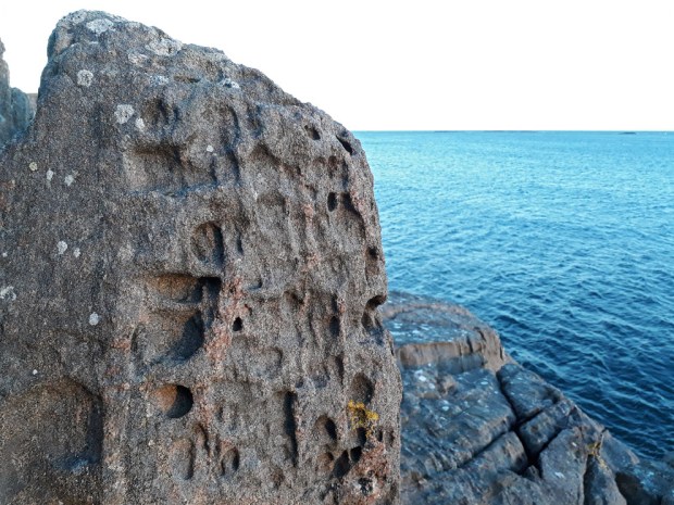 Tafoni på Skinnfelltangen. Foto: PS