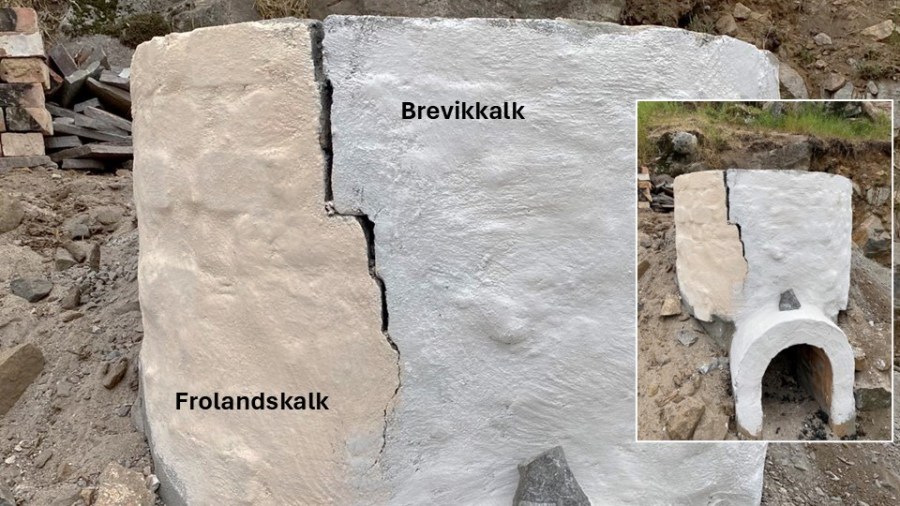 Det var nok lurt at vi ikke bare satset på den brune Frolandskalken! Fin i fargen, men for restaurering vil en gjerne ha hvitere kalk.