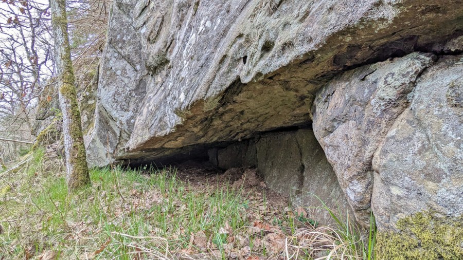 Heller med tafoni i taket. Migmatitt, Flosta. Foto: PS