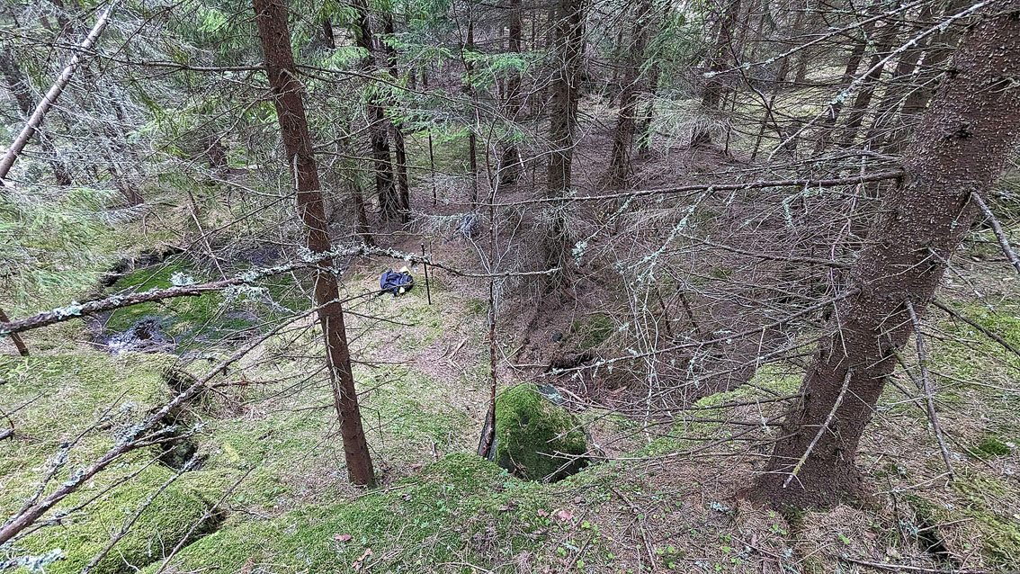 Quarry 1 seen from above. Note the moss-filled depressions, indicative of deeper quarrying. Photo by PS