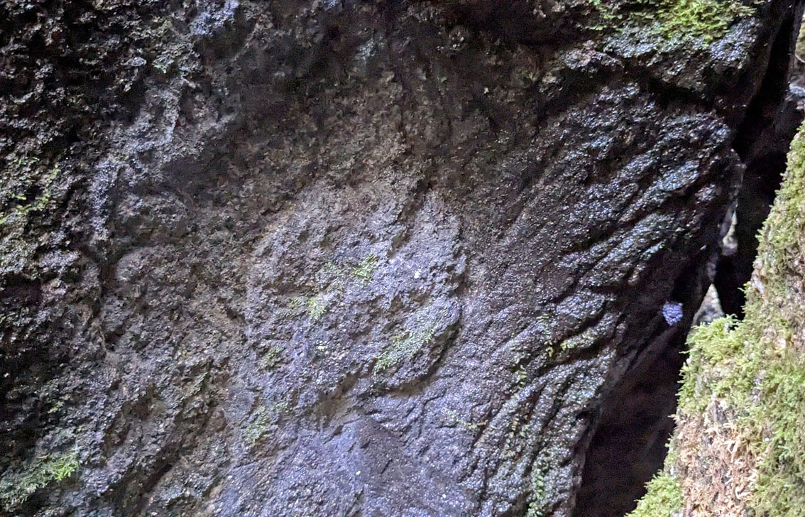 Mark of vessel extraction on the quarry face by the pons in the eastern part. Photo by PS