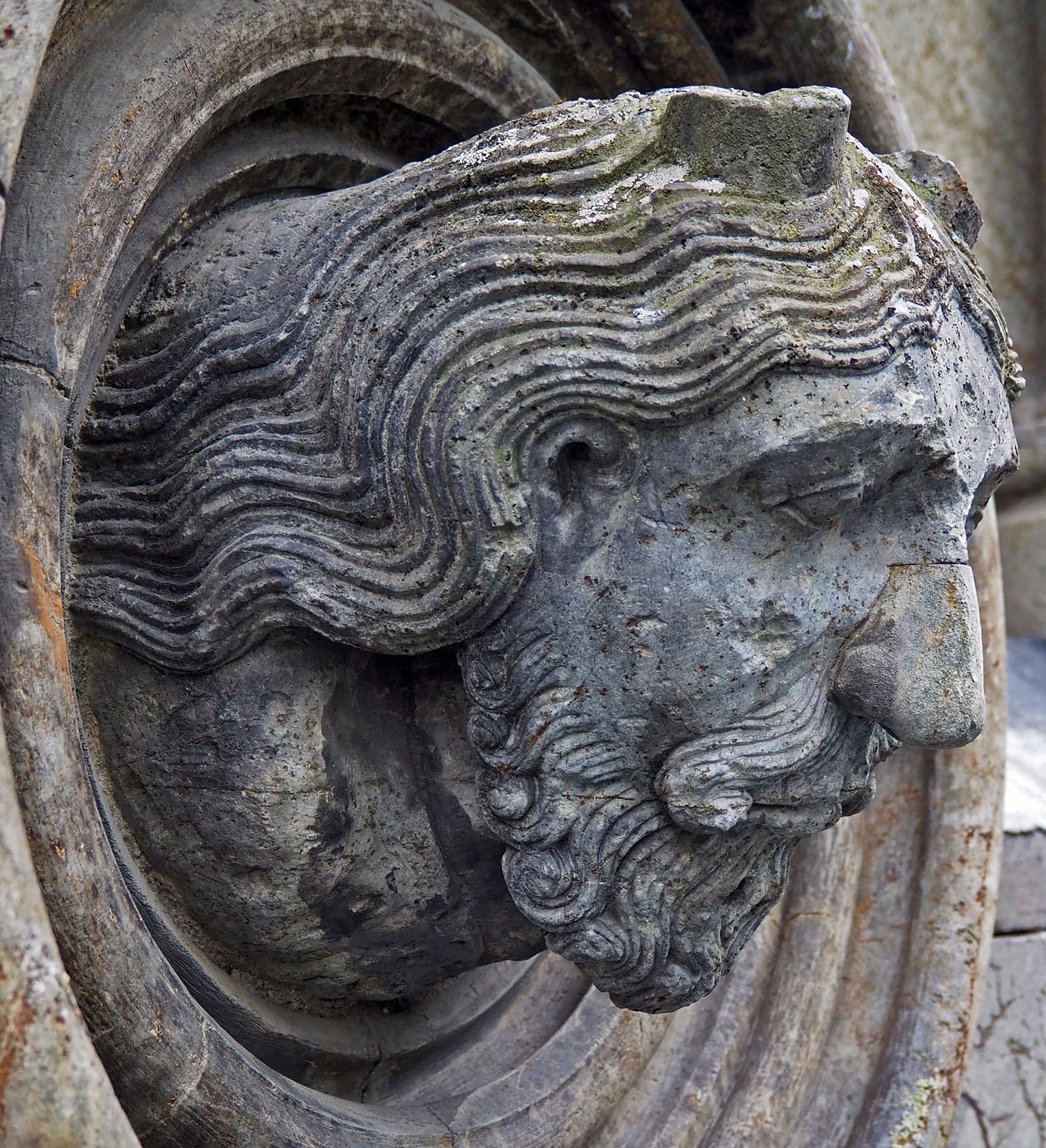 Moses with horns. Hair and beard in fabulous condition after nearly 800 years of exposure to the elements. Photo by PS