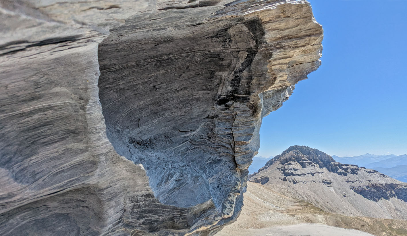 Tafoni in shales at 2700 m. Muttenbergen in Brigels, eastern Switzerland. Photo by PS